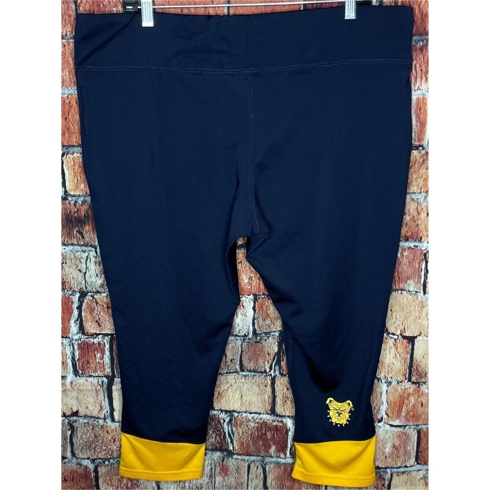 NC A&T Aggies HBCU Women's XL 16/18 Navy Blue Gold Capri Crop Leggings Russell - Picture 3 of 5